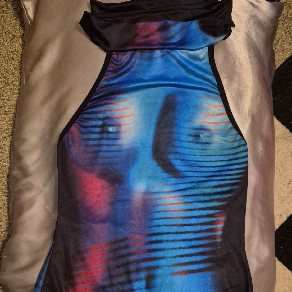 Stylish Blue and Black Women's Bodysuit
